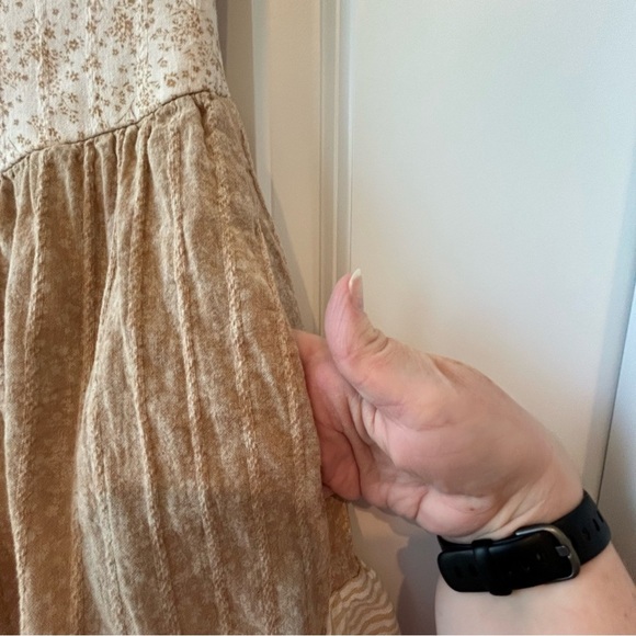 American Eagle Outfitters Patchwork Swing Dress Sz XS AE Back Tie Pockets Lined - Picture 2 of 7